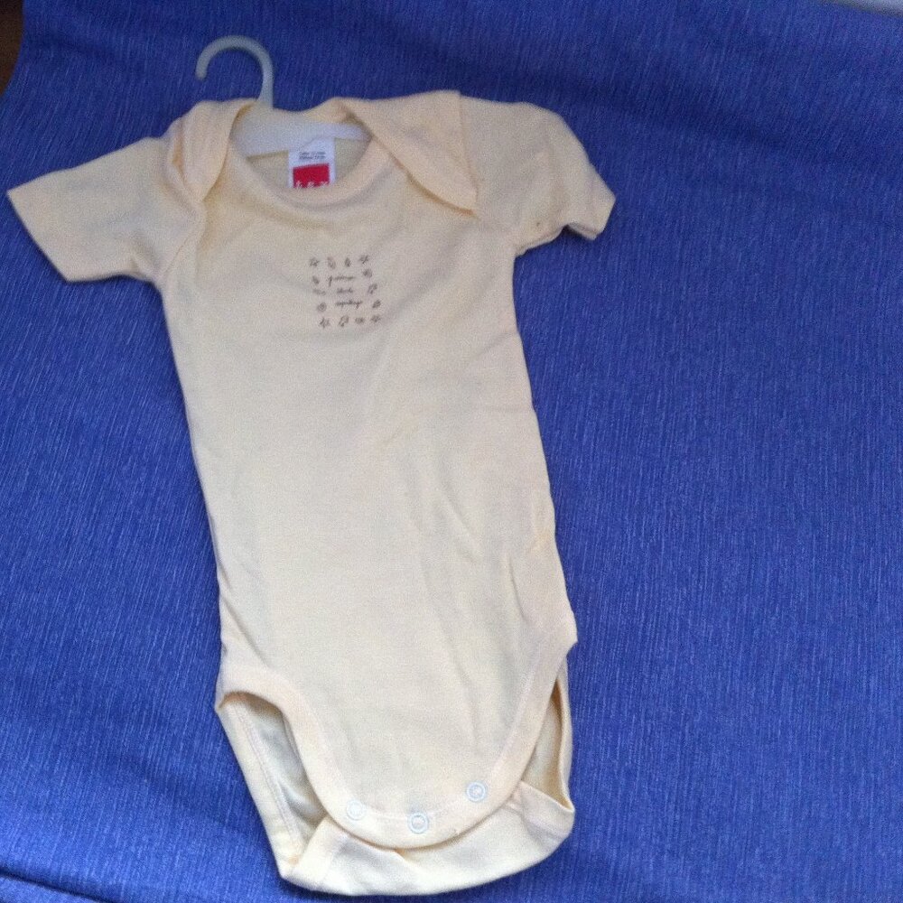 Onesies Yellow  / Bodysuit ocean Design 100% Cotton 12 Months made in France